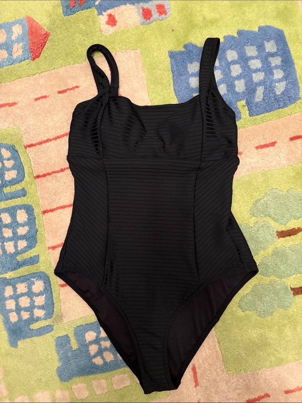 Rip Curl - Black Ribbed One-Piece Swimsuit